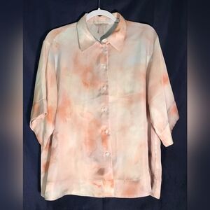H&M Women's Light Pink Button-Up Shirt Zize M The Blouse & Short